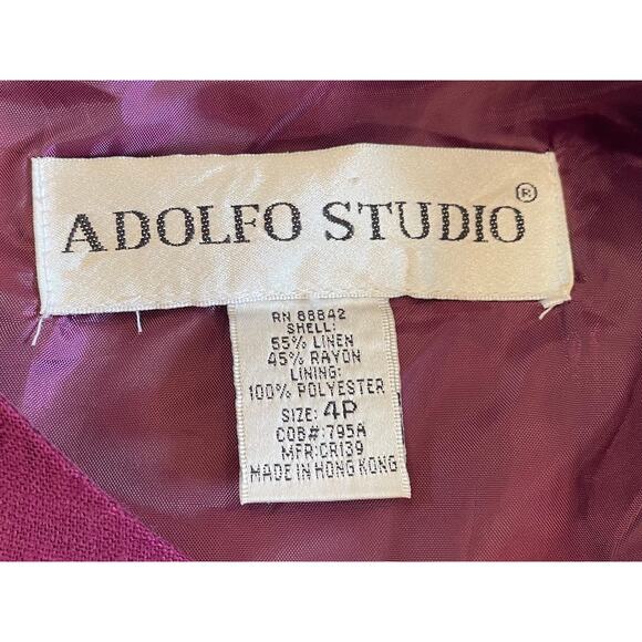 Adolfo Studio Deep Plum Purple Linen Blend Lined Shift Dress, Size 4P - Picture 6 of 14